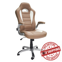 Techni Mobili RTA-3527-CM High Back Executive Sport Race Office Chair with Flip-Up Arms, Camel